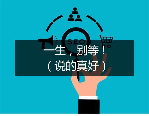 一生，别等 !（说的真好）