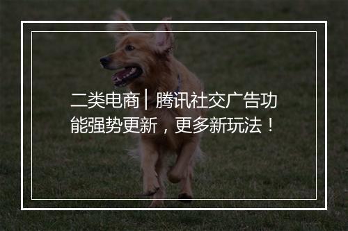 二类电商 ▏腾讯社交广告功能强势更新，更多新玩法！