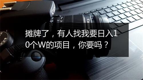 摊牌了，有人找我要日入10个W的项目，你要吗？