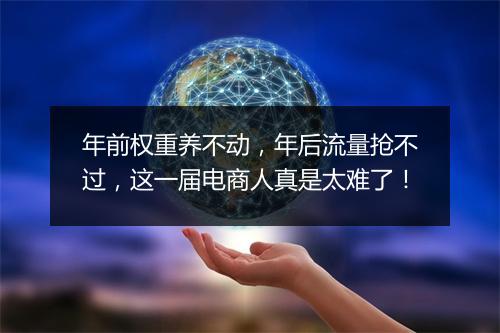 年前权重养不动，年后流量抢不过，这一届电商人真是太难了！