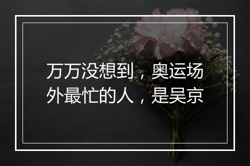 万万没想到，奥运场外最忙的人，是吴京