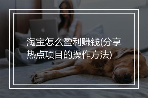 淘宝怎么盈利赚钱(分享热点项目的操作方法)