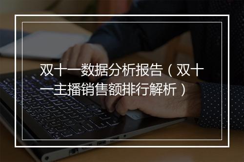 双十一数据分析报告（双十一主播销售额排行解析）
