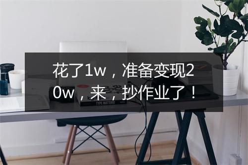 花了1w，准备变现20w，来，抄作业了！