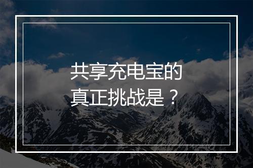 共享充电宝的真正挑战是？