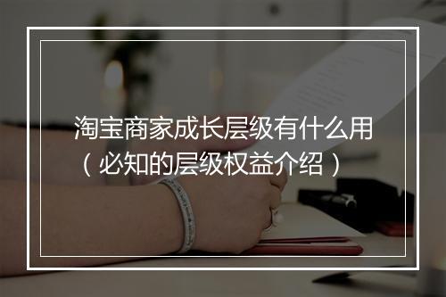 淘宝商家成长层级有什么用（必知的层级权益介绍）