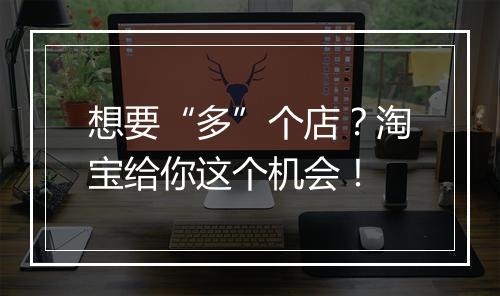 想要“多”个店？淘宝给你这个机会！