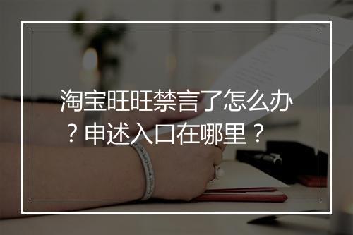 淘宝旺旺禁言了怎么办？申述入口在哪里？