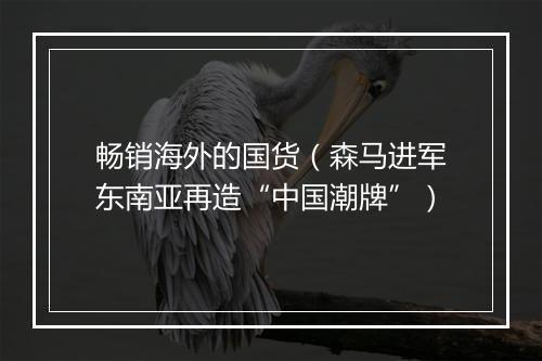畅销海外的国货（森马进军东南亚再造“中国潮牌”）
