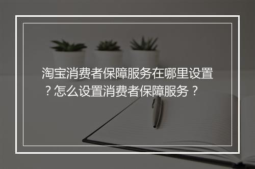 淘宝消费者保障服务在哪里设置？怎么设置消费者保障服务？