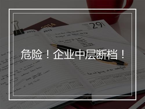 危险！企业中层断档！