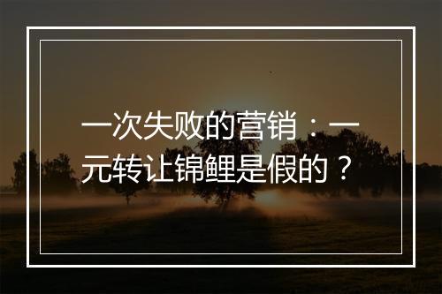 一次失败的营销：一元转让锦鲤是假的？
