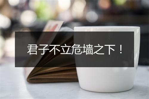 君子不立危墙之下！