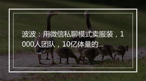 波波：用微信私聊模式卖服装，1000人团队，10亿体量的执行细节