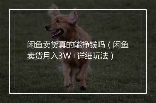 闲鱼卖货真的能挣钱吗（闲鱼卖货月入3W+详细玩法）
