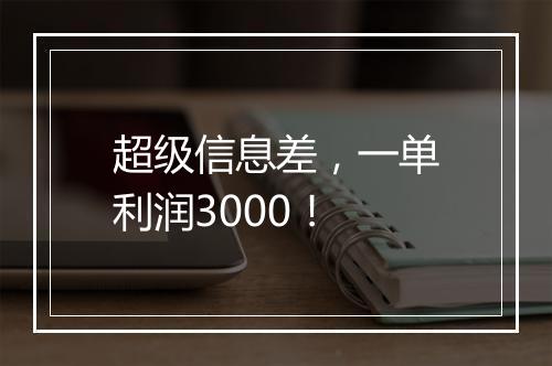 超级信息差，一单利润3000！