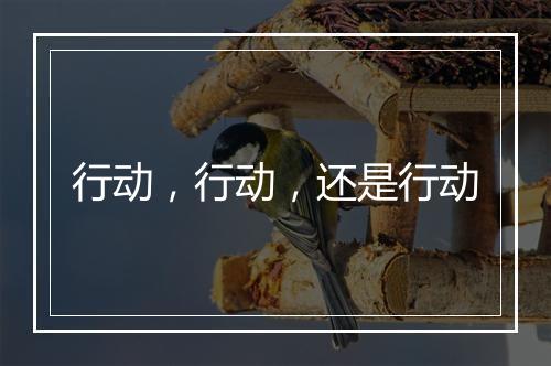 行动，行动，还是行动
