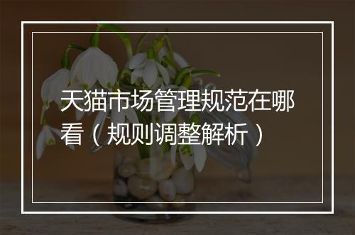 天猫市场管理规范在哪看（规则调整解析）