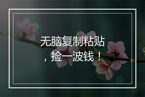 无脑复制粘贴，捡一波钱！