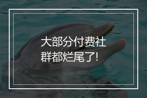 大部分付费社群都烂尾了!