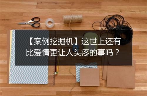 【案例挖掘机】这世上还有比爱情更让人头疼的事吗？