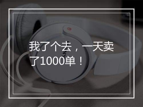 我了个去，一天卖了1000单！