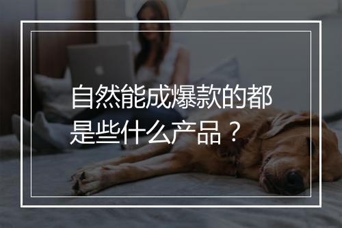 自然能成爆款的都是些什么产品？