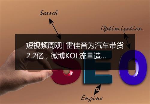 短视频周观| 雷佳音为汽车带货2.2亿，微博KOL流量造假，平台发力备战双11