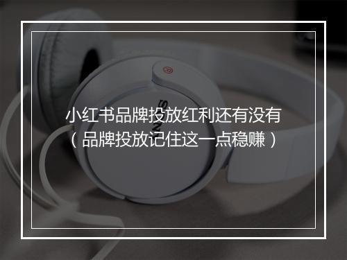 小红书品牌投放红利还有没有（品牌投放记住这一点稳赚）