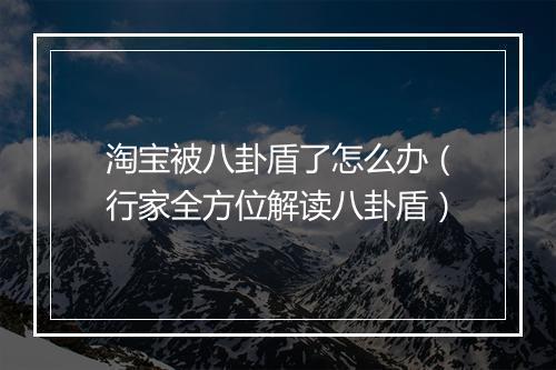 淘宝被八卦盾了怎么办（行家全方位解读八卦盾）