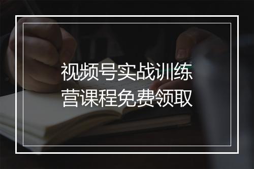 视频号实战训练营课程免费领取