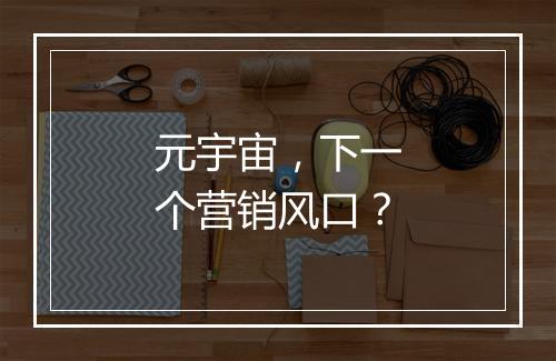 元宇宙，下一个营销风口？
