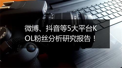 微博、抖音等5大平台KOL粉丝分析研究报告！