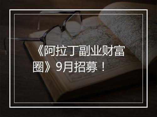 《阿拉丁副业财富圈》9月招募！