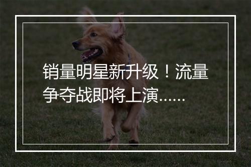 销量明星新升级！流量争夺战即将上演……