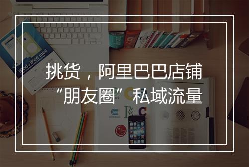挑货，阿里巴巴店铺“朋友圈”私域流量