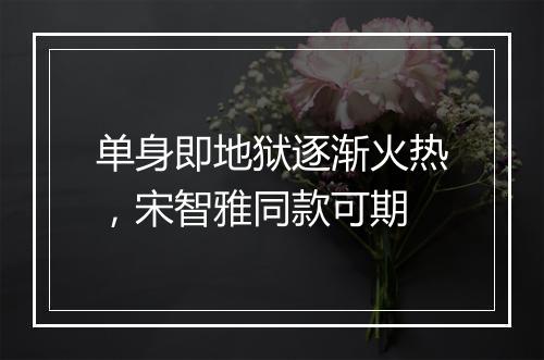 单身即地狱逐渐火热，宋智雅同款可期