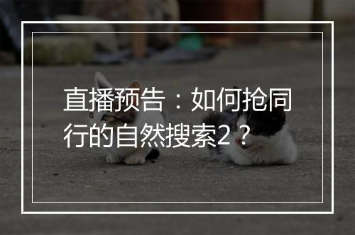 直播预告：如何抢同行的自然搜索2？