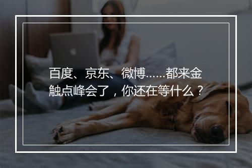 百度、京东、微博……都来金触点峰会了，你还在等什么？