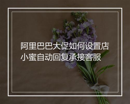 阿里巴巴大促如何设置店小蜜自动回复承接客服