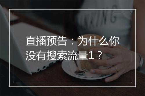 直播预告：为什么你没有搜索流量1？