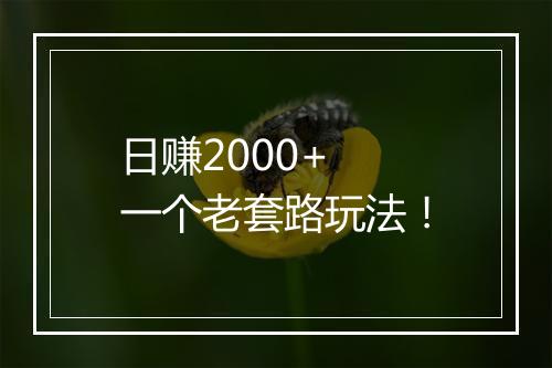 日赚2000+ 一个老套路玩法！
