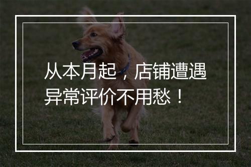从本月起，店铺遭遇异常评价不用愁！