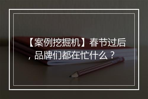 【案例挖掘机】春节过后，品牌们都在忙什么？