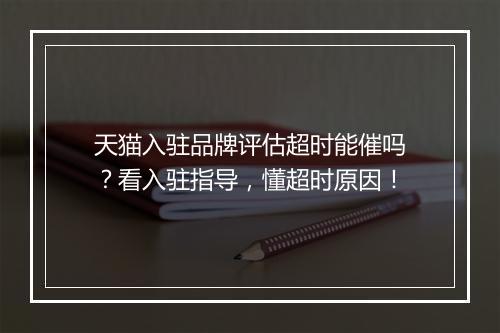 天猫入驻品牌评估超时能催吗？看入驻指导，懂超时原因！