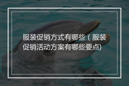 服装促销方式有哪些（服装促销活动方案有哪些要点)