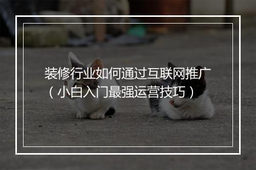 装修行业如何通过互联网推广（小白入门最强运营技巧）