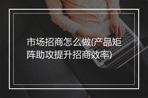市场招商怎么做(产品矩阵助攻提升招商效率)