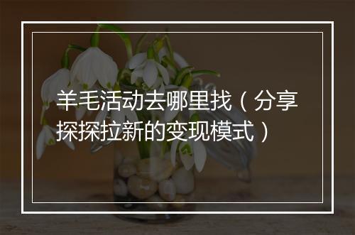 羊毛活动去哪里找（分享探探拉新的变现模式）