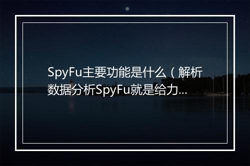 SpyFu主要功能是什么（解析数据分析SpyFu就是给力）